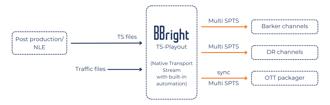 BBright native Transport Stream for high density and OTT applications